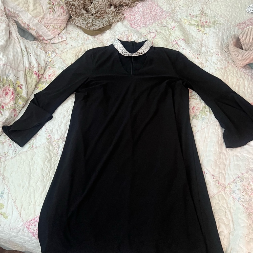 MSK black dress with cutout and embellishment